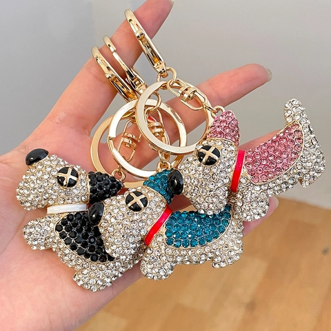 Simpatico Portachiavi a Forma di Cane con Strass Ciondolo per Borsa a Forma di Cucciolo in Cristallo Lucido Regalo Donna