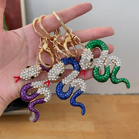 Strass Schlange Schlüsselanhänger Zinklegierung Funkelnd Tier Taschenanhänger Emaille Serpent Auto Schlüsselring Für Damen Modeschmuck Geschenk
