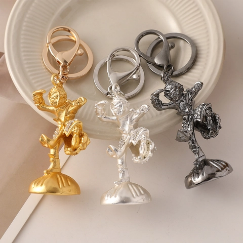 Portachiavi Re Scimmia in Lega con Strass Sun Wukong Figura Mitologica Portachiavi in Metallo Ciondolo per Borsa Regalo