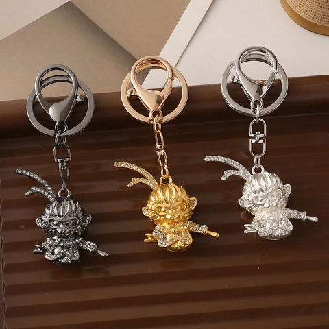 Affenkönig Sun Wukong Schlüsselanhänger Strass Metalllegierung Chinesischer Stil Auto Tasche Anhänger Für Damen Herren Schmuck