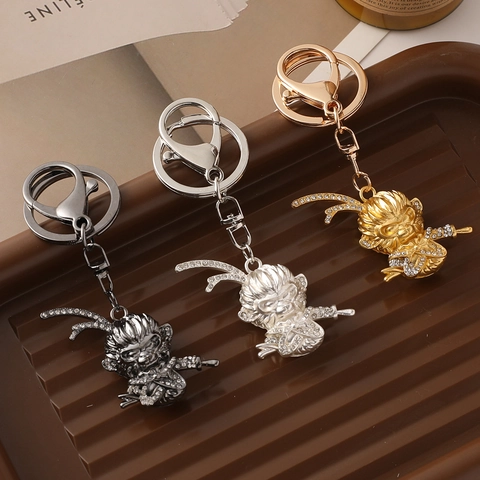 Affenkönig Sun Wukong Schlüsselanhänger Strass Metalllegierung Chinesischer Stil Auto Tasche Anhänger Für Damen Herren Schmuck