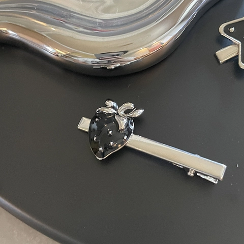 Ensemble de Barrettes à Cheveux Minimaliste Y2K en Alliage Émail Noir Forme Cœur Étoile pour Femmes Filles Accessoires de Mode
