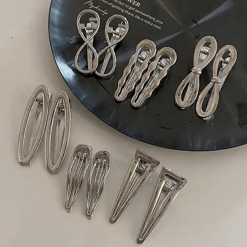 Minimalistische Silber Metall Haarspange Geometrische Unendlich Welle Dreieck Form Barrette Cool Ins Stil Haarschmuck Damen