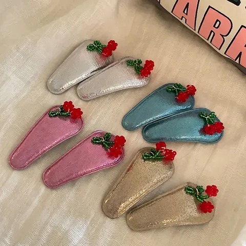Fermagli per Capelli a Forma di Ciliegia con Perline Fatti a Mano Clip BB Dolce Frutta per Donna Ragazza Accessori per Capelli