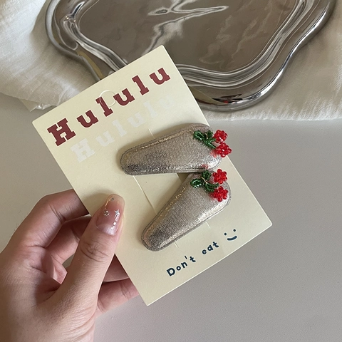 Fermagli per Capelli a Forma di Ciliegia con Perline Fatti a Mano Clip BB Dolce Frutta per Donna Ragazza Accessori per Capelli