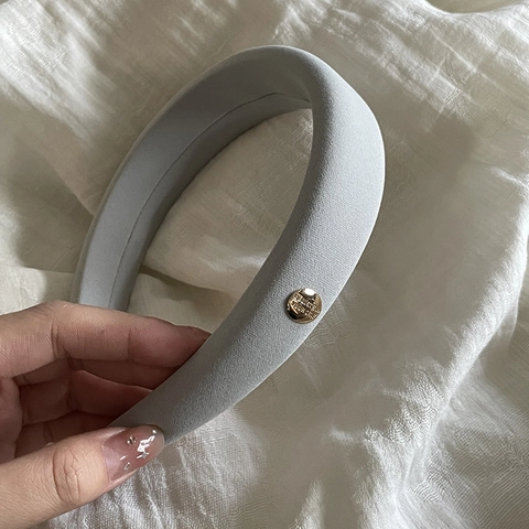 Cerchietto Imbottito in Spugna Vintage per Donna Tessuto Opaco Ispessito Cerchietto Alto Con Piastra in Metallo Dorato Elegante Accessorio per Capelli