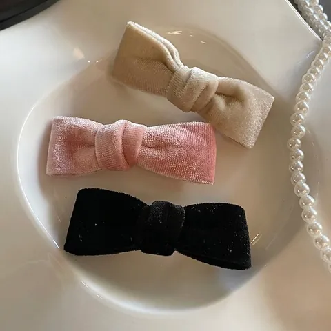 Eleganter Samt Schleife Haarclip Für Damen Modische Stoff Handgefertigte Haarspangen Süßer Ballett Stil Haarschmuck