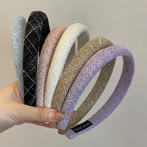 Damen Fashion Gepolsterter Tweed Haarreif Breit Retro Wollstoff Haarband Handgefertigt High Top Haarschmuck Für Das Tägliche Pendeln