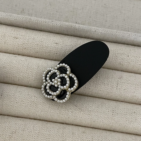 Pinza para el Cabello con Flor de Camelia Vintage Francés con Perla Artificial Elegantes Pasadores de Metal para Mujer