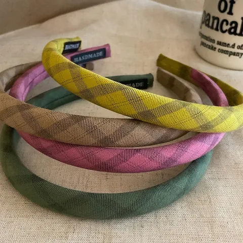 Koreaanse Stijl Zoete Geruite Stof Spons Hoofdband Handgemaakte Vintage Smalle Haarband Voor Vrouwen Mode Haaraccessoires