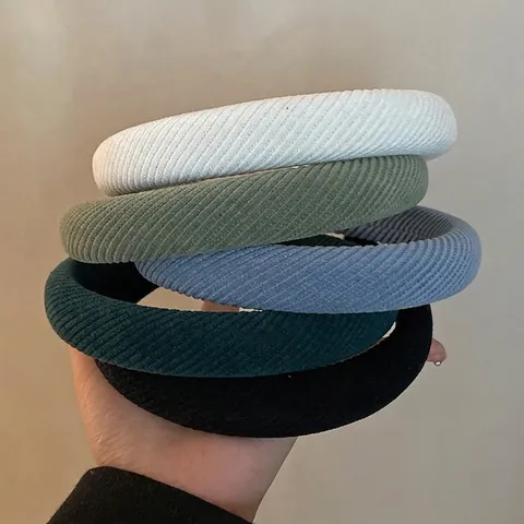 Fascia Larga in Maglia a Costine Sofisticata Coreana Cerchietto Imbottito in Spugna Spessa Per Donna Elegante Accessorio Per Capelli Tinta Unita