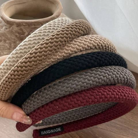 Cerchietto a Maglia Inspessito Minimalista Vintage per Donna Motivo a Nido d'Ape Fatto a Mano Accessori per Capelli