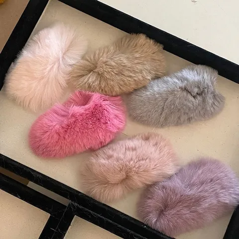 Simpatico Fermaglio per Capelli in Pelliccia di Coniglio Grande Peluche BB Clip Elegante Forcina Laterale Invernale Donna