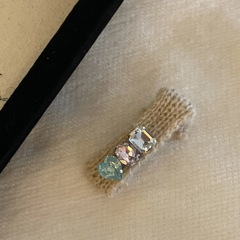 Handgemaakte Gebreide Strass Haarclip Kleurrijk Wollengaren Geometrisch Hart Eendenbek Clip Mode Haaraccessoires Voor Dames