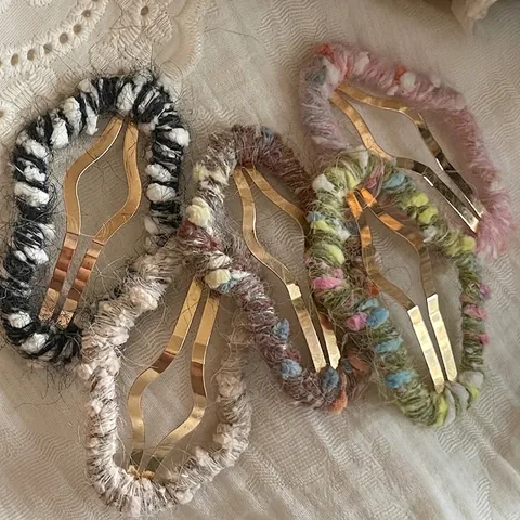 Pince à Cheveux à Clip en Fil Tricoté Fait Main Vintage Alliage Ondulé Style Mori Girl Géométrique Clip BB pour Femmes