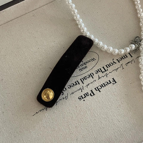 Retro Velvet Rectangular BB Hair Clip With Gold Buckle Fashion Commute Side Hairpins Elegant Solid Color Headwear For Women