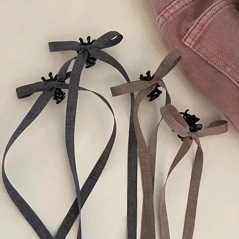Pince à Cheveux en Tissu avec Nœud Doux pour Femmes Ruban Café Gland Épingle à Cheveux Fait Main Mode Accessoires Cheveux Élégants pour Femme