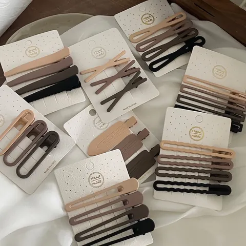 Collezione di Fermagli per Capelli Marroni Retrò Clip a Becco d'Anatra Opachi Toni della Terra Forcine Geometriche per Donna