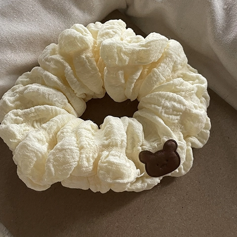 Scrunchies in Stoffa con Orsetto per Donna Bambini Stile Coreano Lacci per Capelli in Tessuto a Bolle Fiocco Fatto a Mano Accessori per Capelli