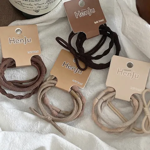 Gomas de Pelo Elásticas Minimalistas para Mujer Tela de Poliéster Color Sólido Café Marrón Negro Cintas de Pelo Diario