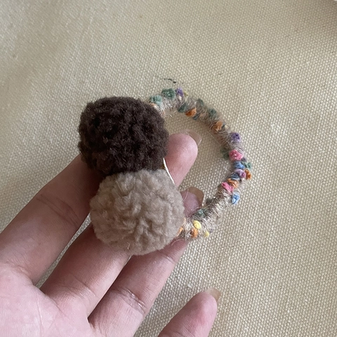 Autumn Winter Lamb Wool Plush Ball Hair Clip For Women Milk Tea Color Handmade Duckbill Clip Hair Claw Accessory