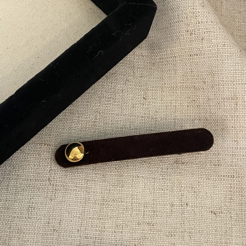 Barrette en Velours Vintage Avec Boule en Métal Doré Pince Latérale BB Minimaliste pour Femmes Accessoires de Cheveux