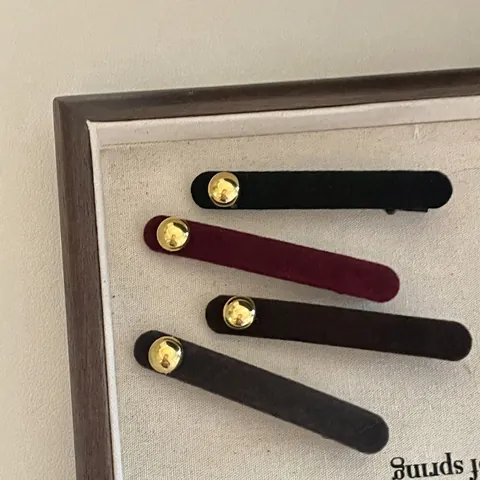 Barrette en Velours Vintage Avec Boule en Métal Doré Pince Latérale BB Minimaliste pour Femmes Accessoires de Cheveux