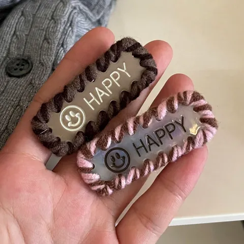 Maillard Autunno Inverno Fermagli Per Capelli Donna Faccina Sorridente Happy Lettera Filato Tessuto BB Clip Frangia Laterale Forcine Carino