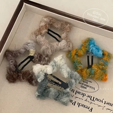 Dolce Fermaglio per Capelli Stella in Peluche Fatto a Mano Lavoro a Maglia Pentagramma BB Clip Accessori per Capelli Donna