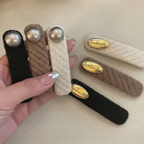 Fermagli per Capelli in Tessuto a Maglia Vintage Francese per Donna Elegante Clip BB Con Perla in Metallo Piastra Oro Fatto a Mano Lettera Accessori per Capelli Moda