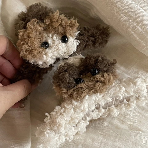 Carina Pinza per Capelli a Cucciolo di Peluche Grande Artiglio in Pile Riccio Forma di Cane Accessori per Capelli Invernali Donna