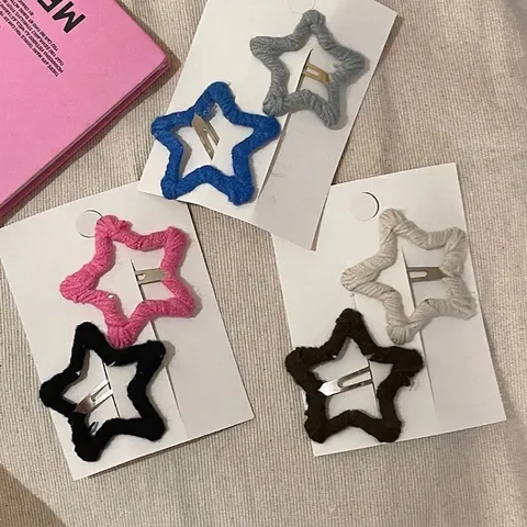 Fermaglio per Capelli BB in Filato Intrecciato a Forma di Stella per Donna Ragazze Dolce Forcina per Capelli a Stella in Lana