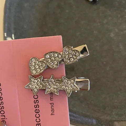 Y2K Silver Alloy Rhinestone Hair Clips Star Heart Shape Duckbill Clips For Women Girls Handmade Fashion Hair Accessories