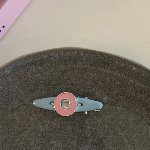 Pink Blue Contrast Color Sweet Hair Clip Alloy Drip Oil Flower Heart Star Pattern Hair Accessory Duckbill Clip For Women