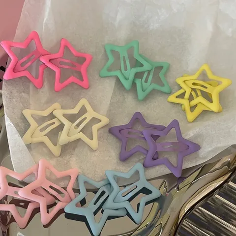 Colorful Matte Metal Star Hair Clips Hollow Pentagram BB Clips Sweet Candy Color Hair Accessories For Women Girls Daily Use