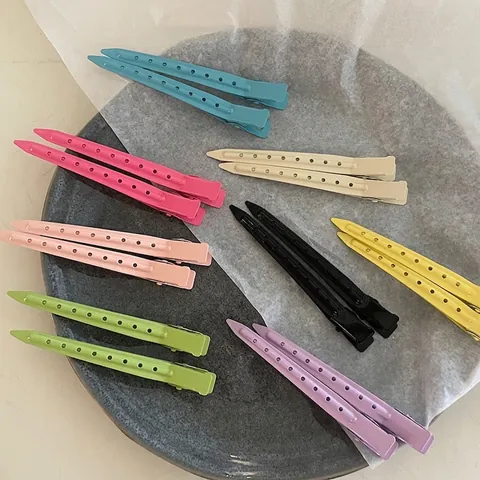 Y2K Stil Matte Metall Entenschnabel Haarspangen Mit Rundem Loch Rutschfeste Haarnadeln Für Damen Make-Up Salon Styling Tools