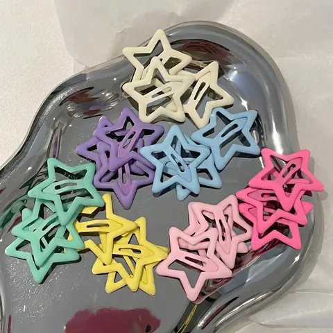 Colorful Matte Metal Star Hair Clips Hollow Pentagram BB Clips Sweet Candy Color Hair Accessories For Women Girls Daily Use