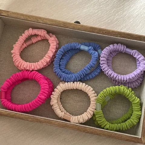 Korean Style Pleated Fabric Scrunchie Elegant Solid Color Elastic Hair Tie With Plastic Buckle Handmade Hair Accessories For Women