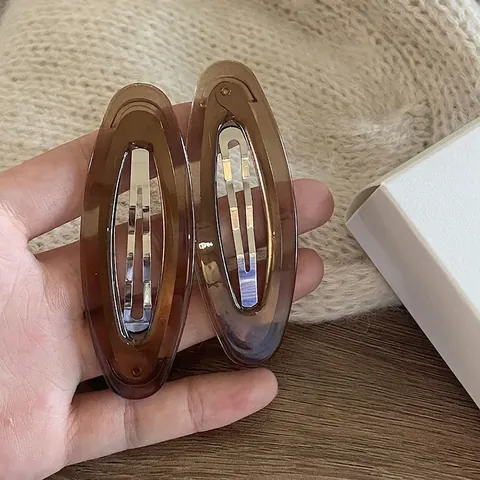Pinza para el Pelo Geométrica de Carey Acrílico Vintage para Mujer Retro Ámbar Color Café Clip Lateral para Flequillo Hecho a Mano