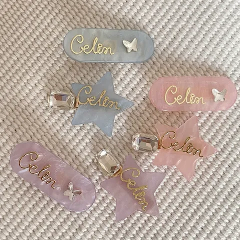 Acryl Marmor Muster Haarspange Süße Stern Oval Entenschnabel Clip Mit Strass Schmetterling Buchstaben Haarnadel Für Damen Mode Accessoires