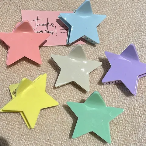 Acetate Star Hair Claw Clip For Women Sweet Cool Pentagram Hairpin Macaron Colors Y2K Accessories Geometric Hair Jewelry