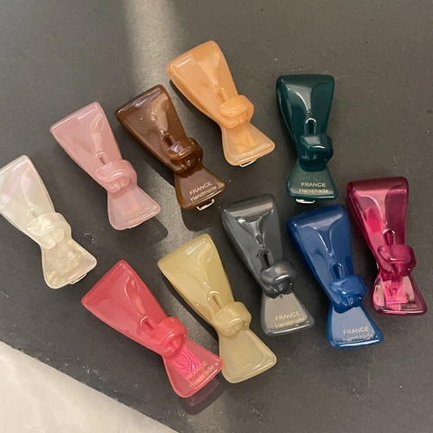 Barrette à Cheveux Nœud en Acétate pour Femmes Texture Gelée Semi-Transparente Fait à la Main Élégant Pince à Bec de Canard
