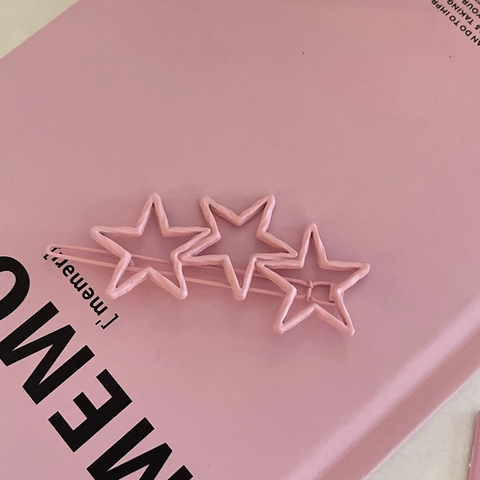 Pinzas para el Cabello de Estrella Color Macarrón Dulces Horquillas de Triple Estrella de Metal Mate Pinzas Laterales Joyería para el Cabello para Niñas Mujeres