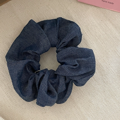 Retro Washed Denim Large Scrunchies Vintage Elastic Hair Bands Handmade Cloth Hair Ties Women Casual Hair Accessories