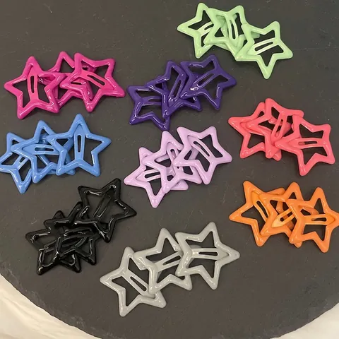 Pinza para el Cabello de Estrella Color Caramelo Clip BB de Plástico Horquilla de Estrella de Cinco Puntas Geométrica para Mujeres Niñas
