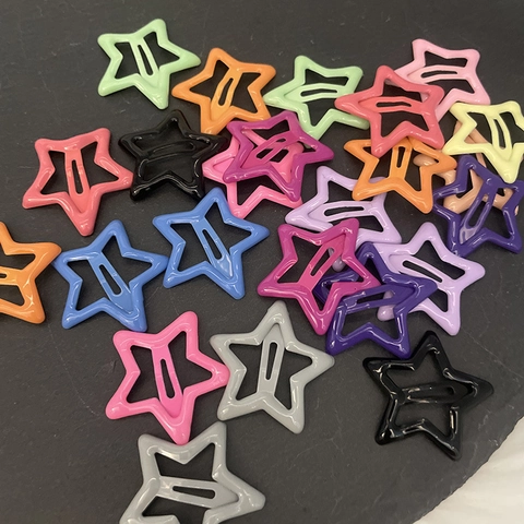 Pinza para el Cabello de Estrella Color Caramelo Clip BB de Plástico Horquilla de Estrella de Cinco Puntas Geométrica para Mujeres Niñas