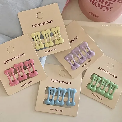 Lindas Pinzas para el Cabello de Metal en Forma de Hueso Colores Macarrón Mini Clips BB para Niñas Accesorios de Cabello