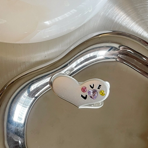 Romantische Bunte Zirkon Stern Schleife Herz Haarklammern Für Damen Y2K Silber Metall Strass Seitenclip Haarschmuck