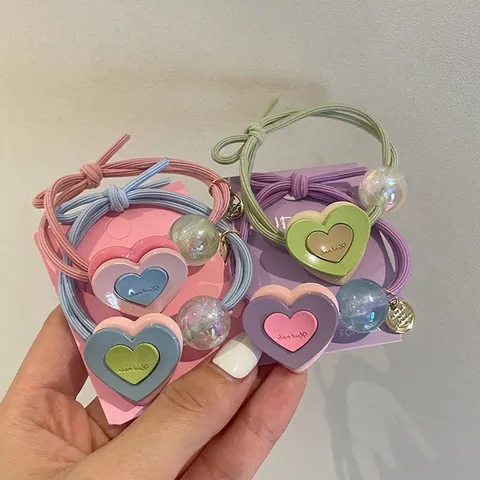 Elastici per Capelli Dolce Cuore Stella Faccia Sorridente per Donna Scrunchie in Tessuto Resina Colorati con Ciondolo in Metallo