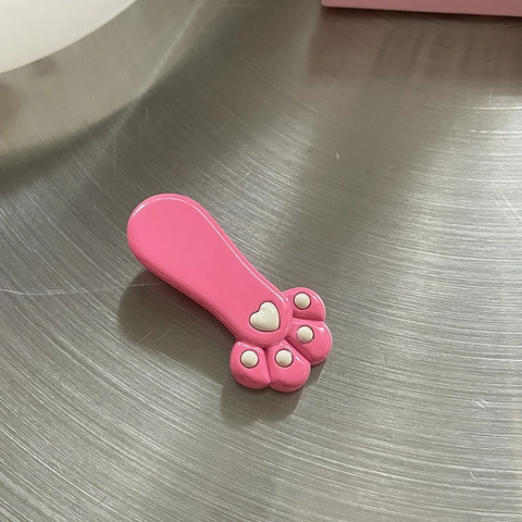 Lindo Clip de Pelo con Pata de Gato Color Dopamina Clip de Pico de Pato de Metal Patrón de Corazón Accesorios para el Cabello